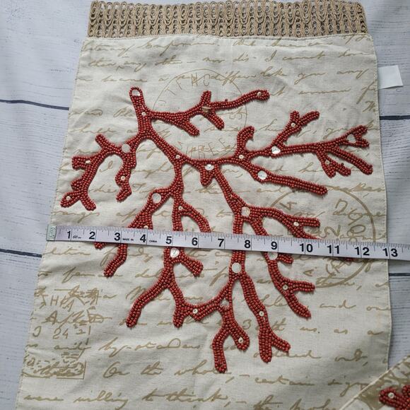 Pier 1 Imports Embroidered Coastal Sea Life Coral Table Runner Fall Autumn 73" - Picture 2 of 5